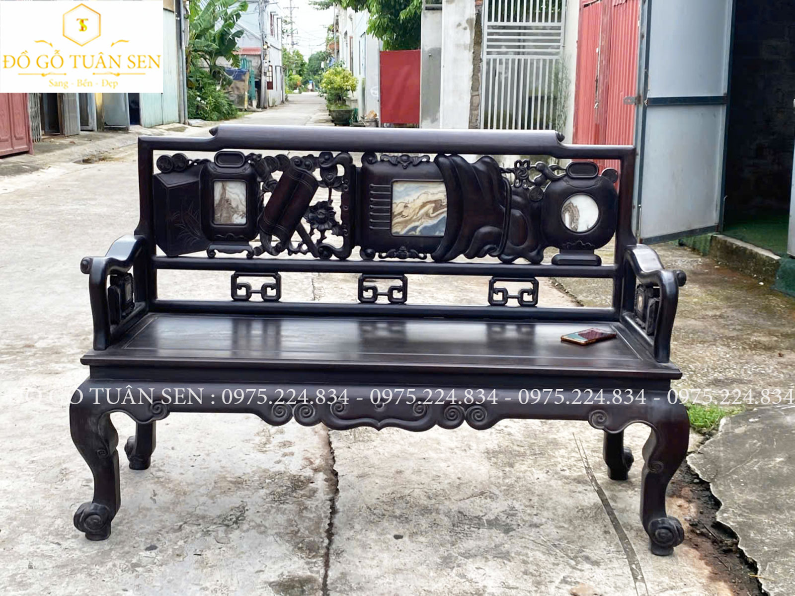 Thông tin chi tiết bộ bàn ghế trường kỷ tam sơn gỗ gụ 